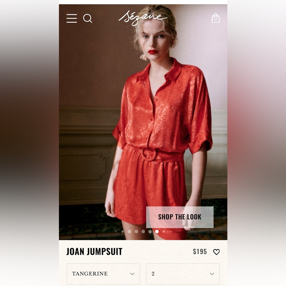 Sézane Joan jumpsuit / romper in tangerine